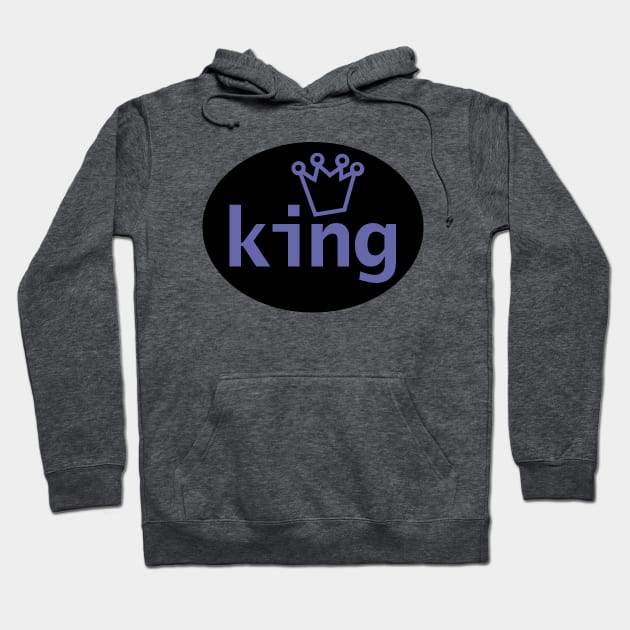 Periwinkle King and Crown on Black Oval Hoodie by ellenhenryart